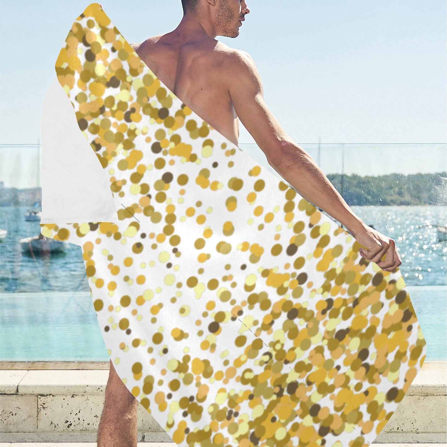 Gold Confetti Beach Towel 32"x 71"