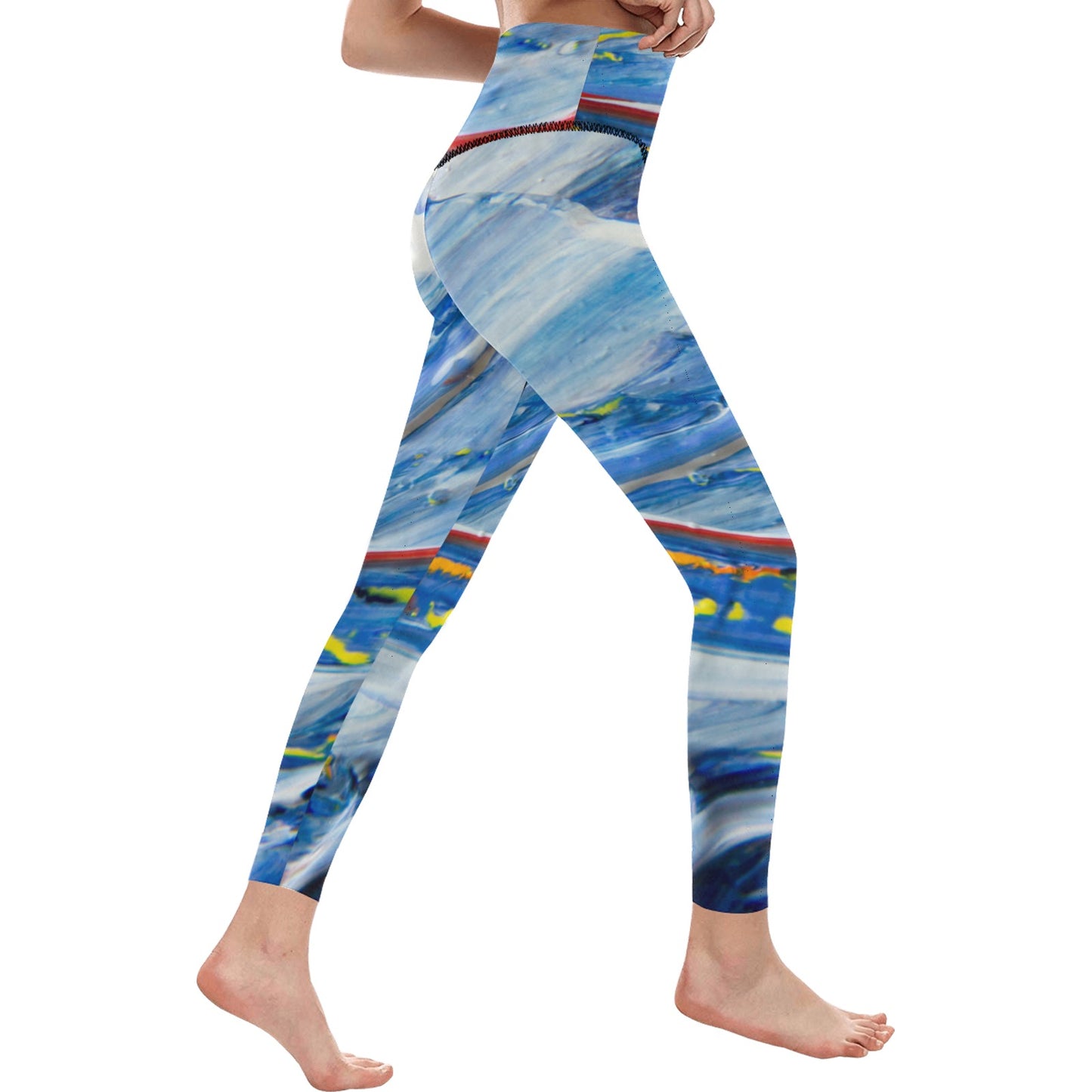 Blue Mural Women's High-Waisted Leggings