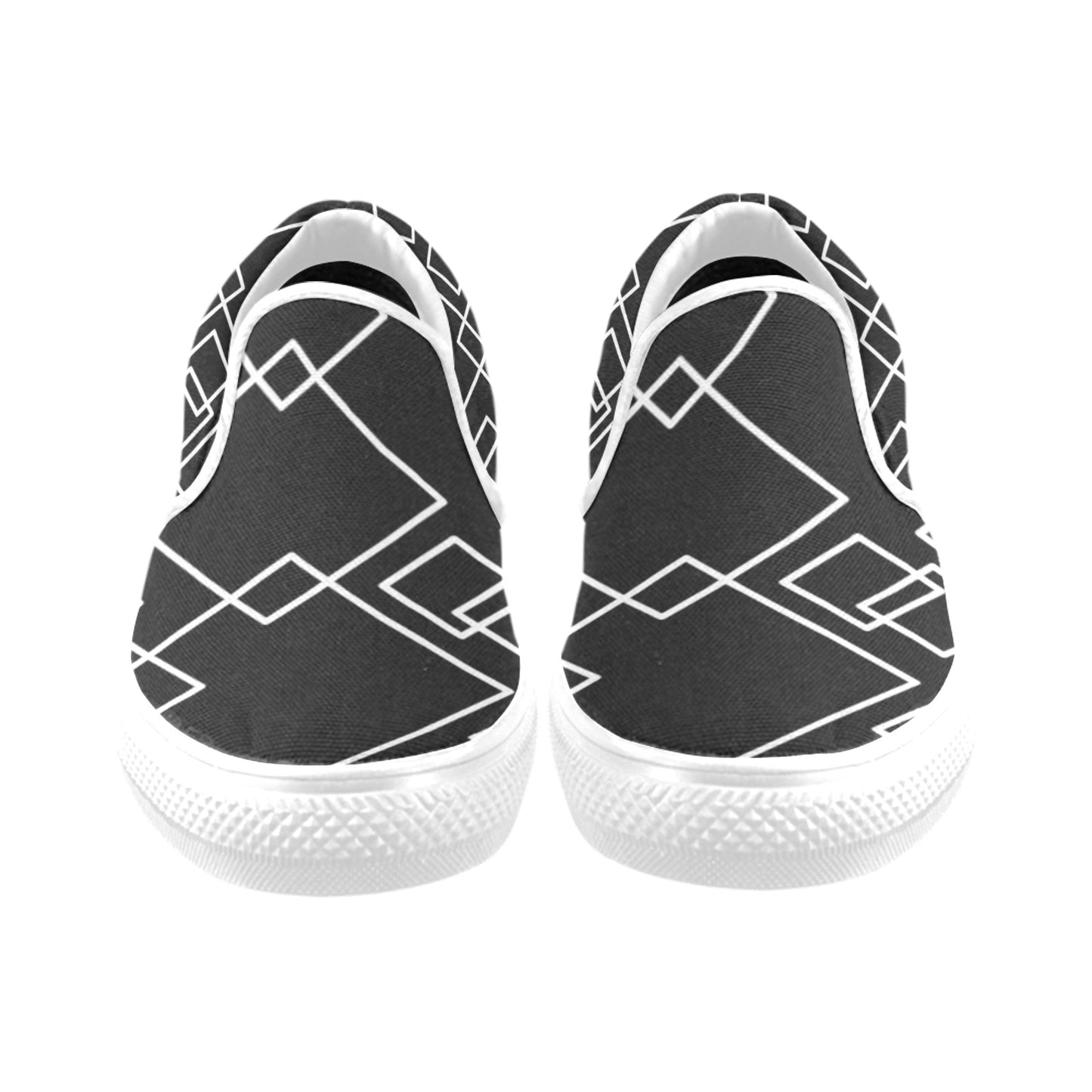 Black Squared Women's Slip-on Shoes