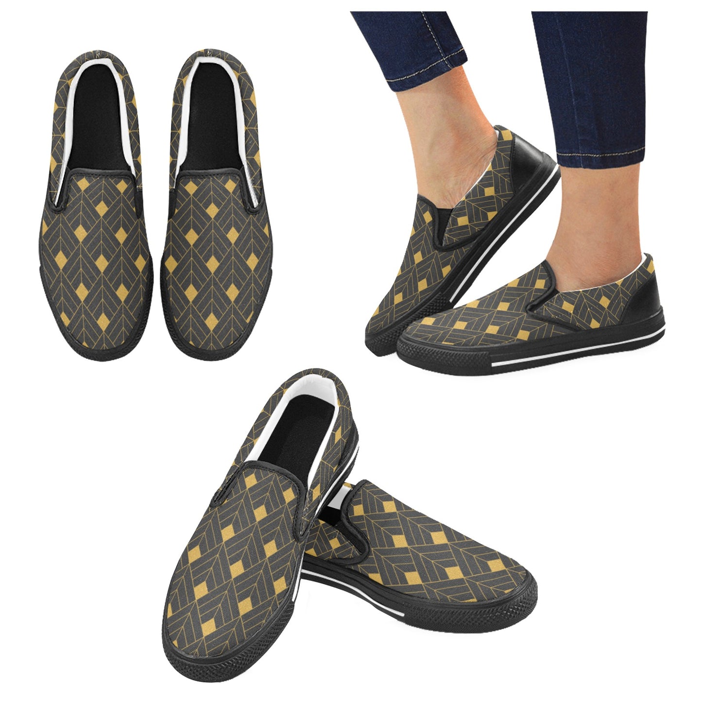 Gold Diamond Men's Slip-on Shoes