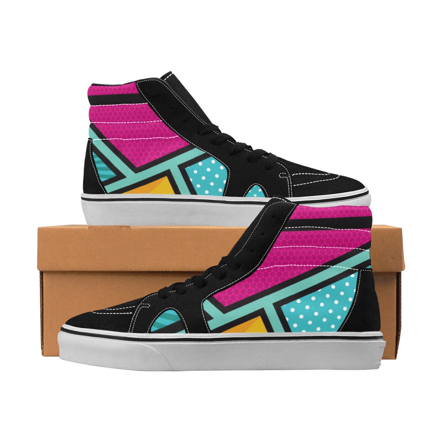 Geo Colorful Women's High Top Skateboarding Shoes