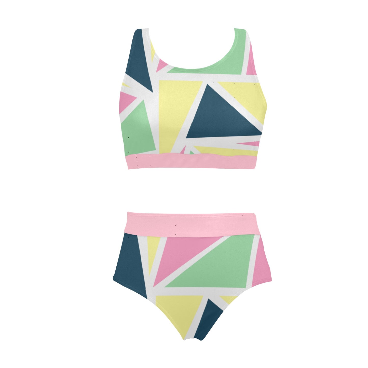 Colored Angles Crop Bikini Swimsuit