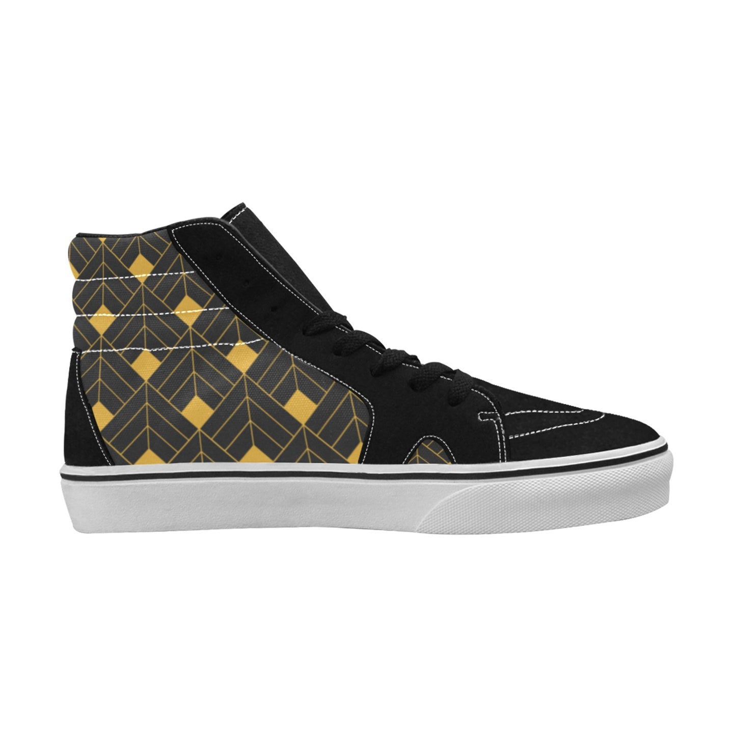 Gold Diamond Men's High Top Shoes