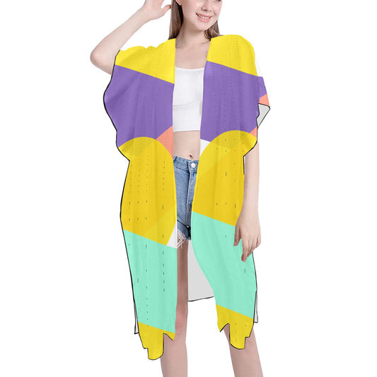 Colorful Circle Chiffon Cover Up