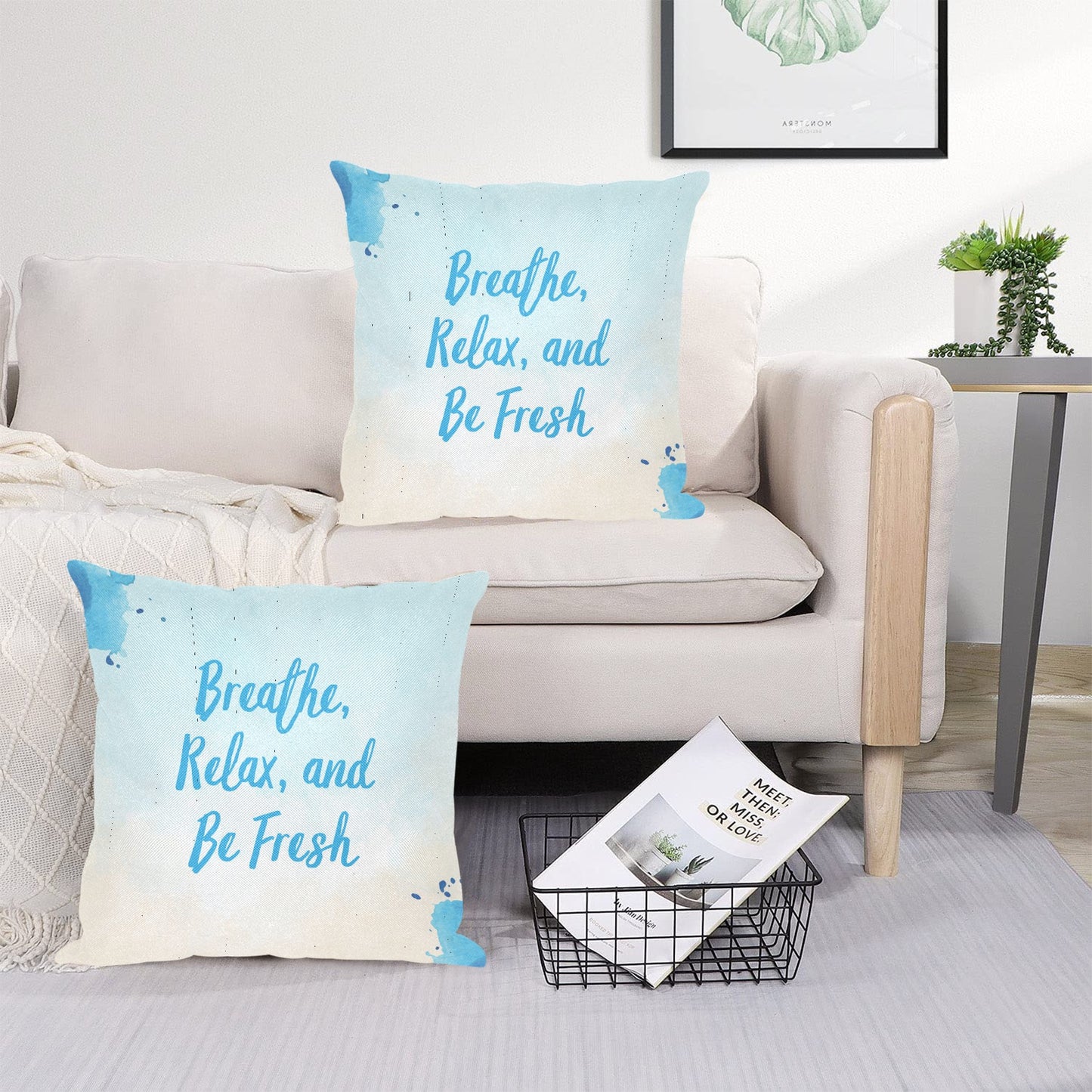 Breathe ,Relax Linen Zippered Pillowcase 18"x18"(Pack of 2)