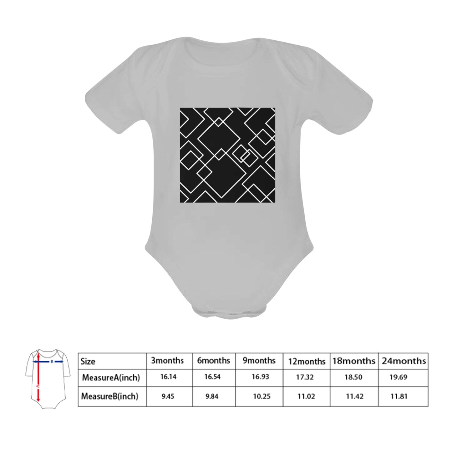 Black Squared Baby Onesie