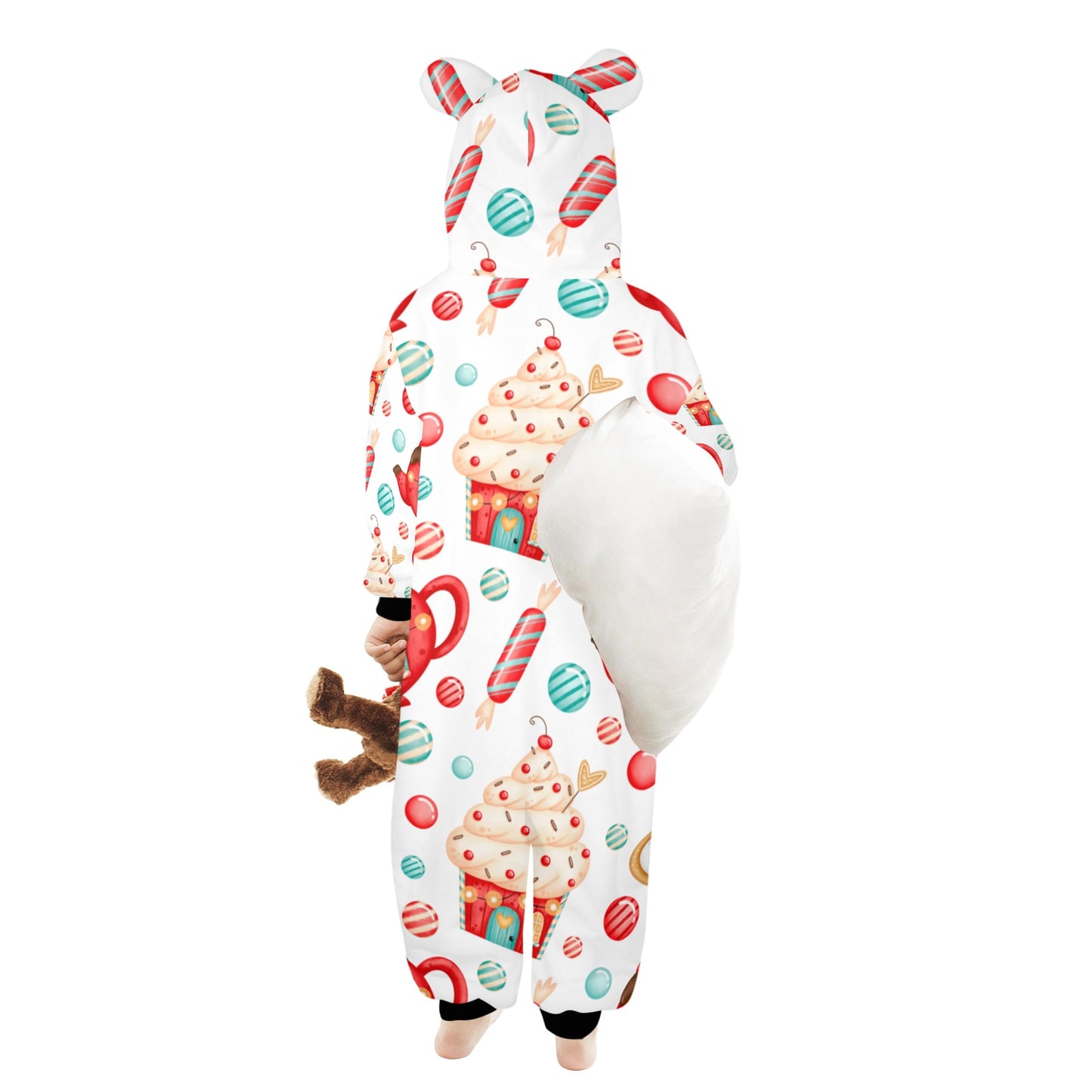 Sweets And Treats Christmas One-Piece Zip up Hooded Pajamas for Little Kids