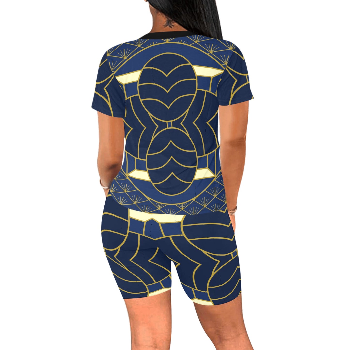 Navy Cut Women's Short Yoga Set