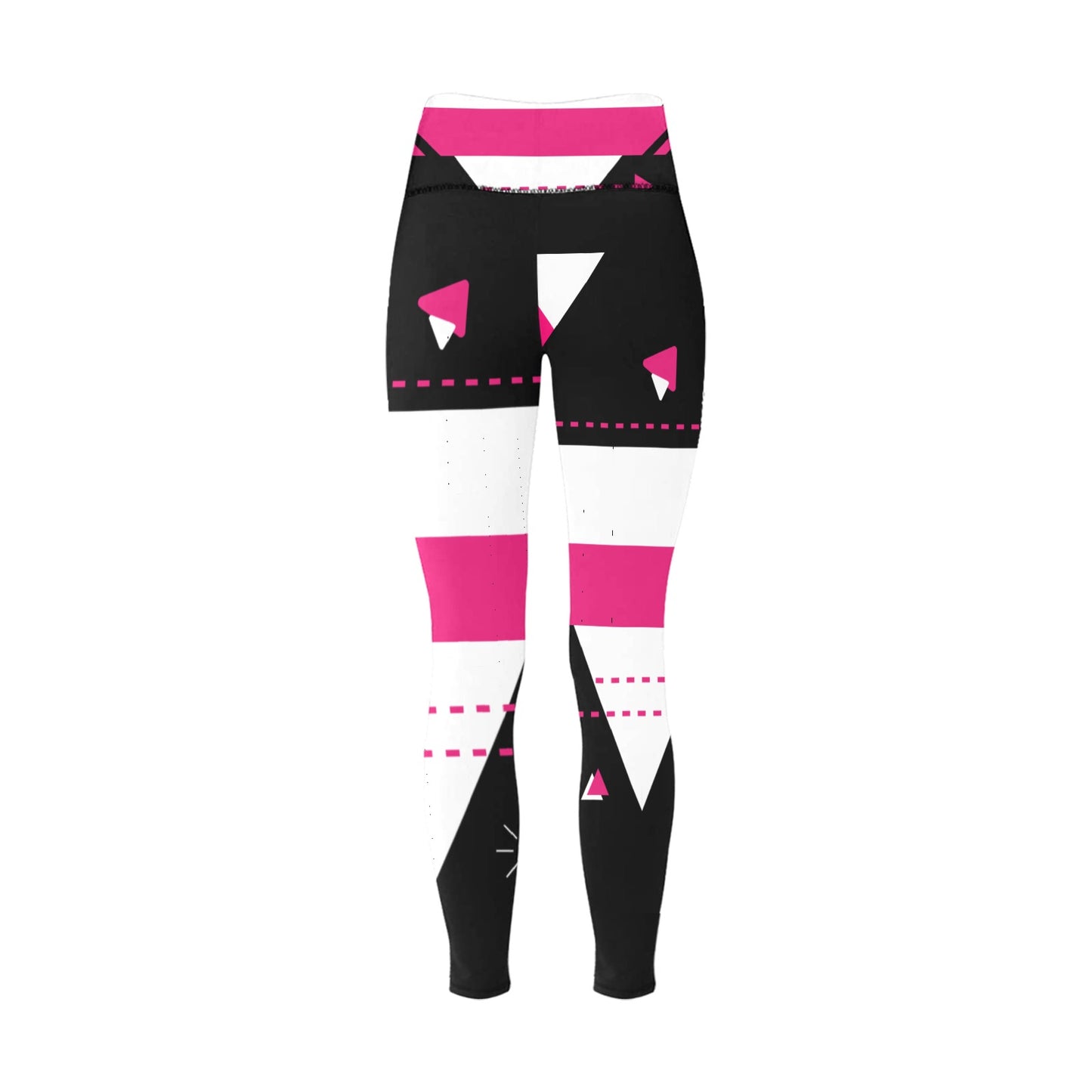 Pink and Black Women's High-Waisted Leggings