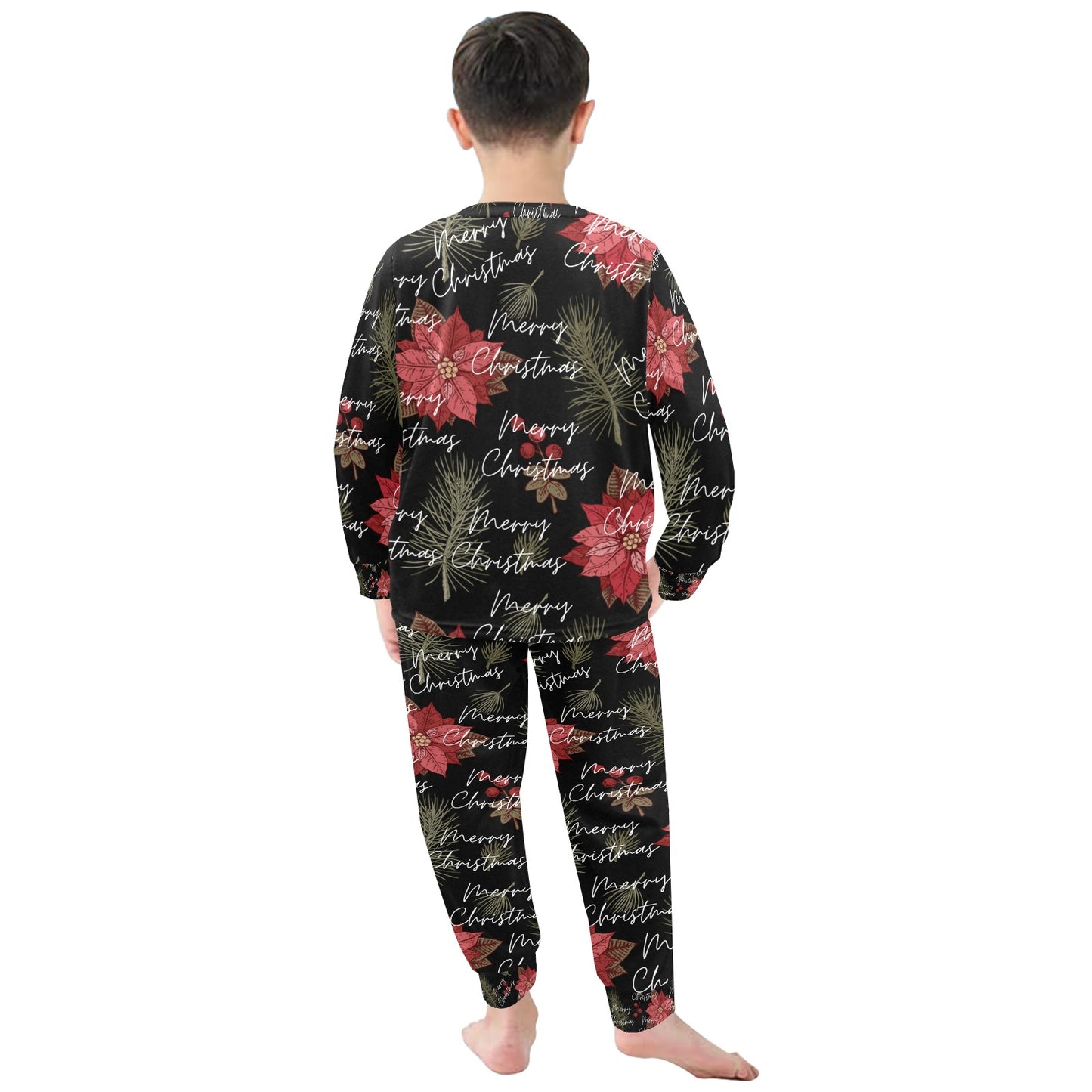 Merry Christmas Little Kids' Crew Neck Long Pajama Set