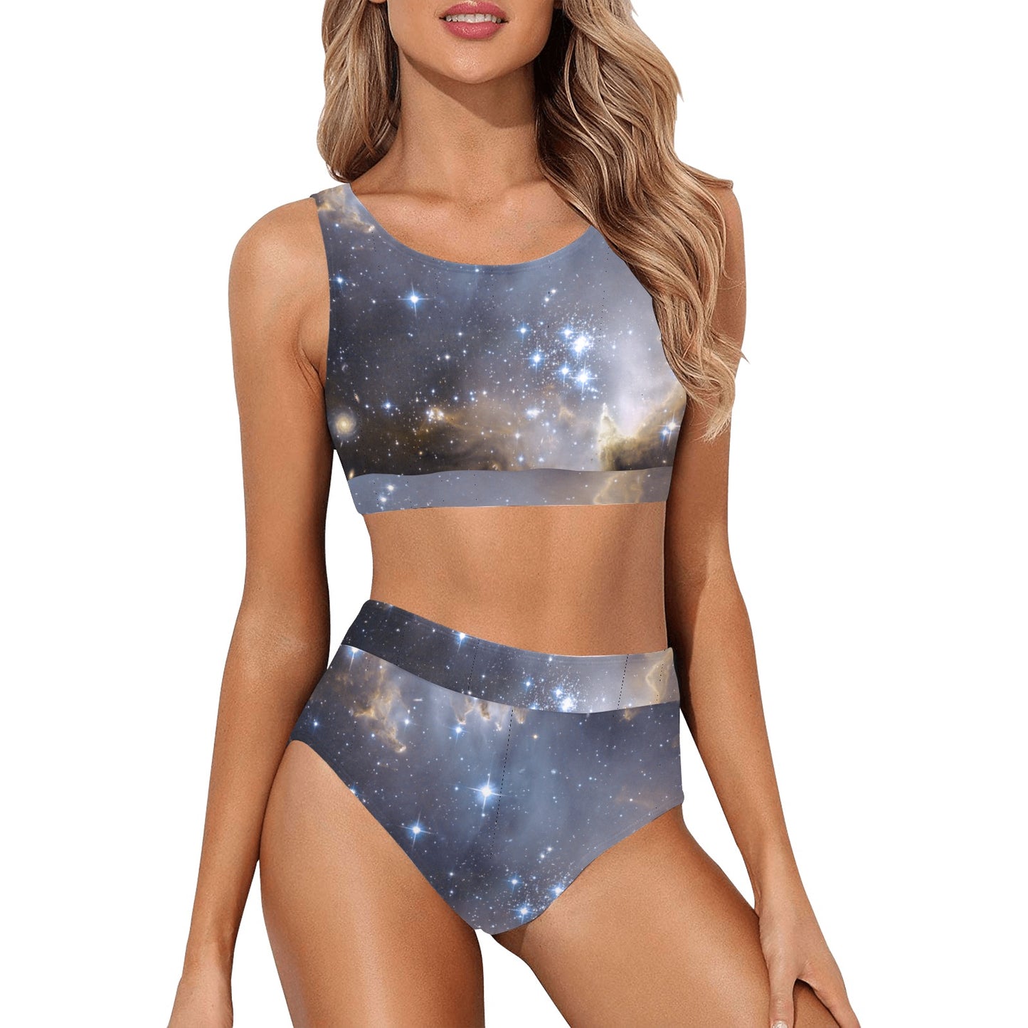 Night Galaxy Crop Top Bikini Set