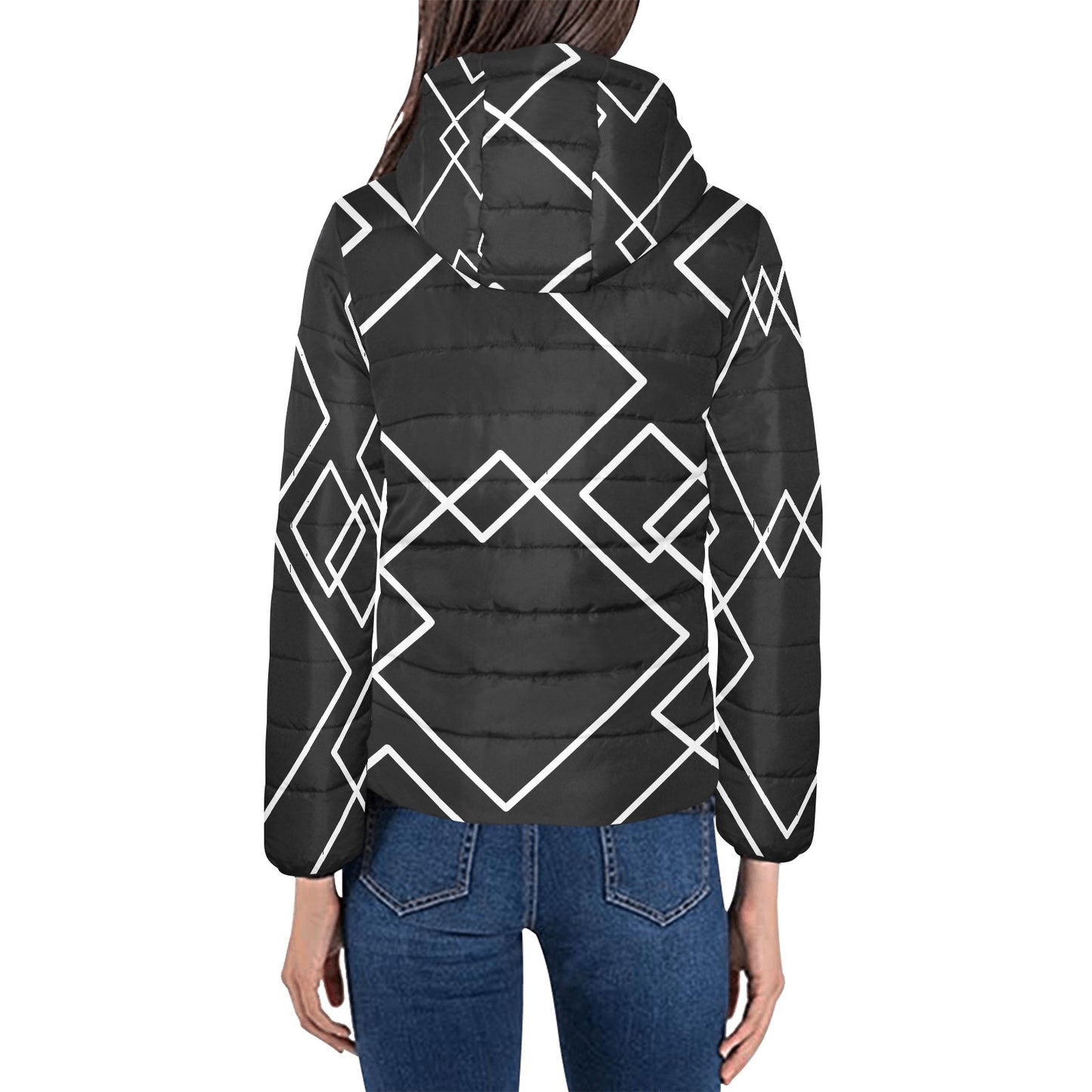 Black Squared Women's Hooded Jacket