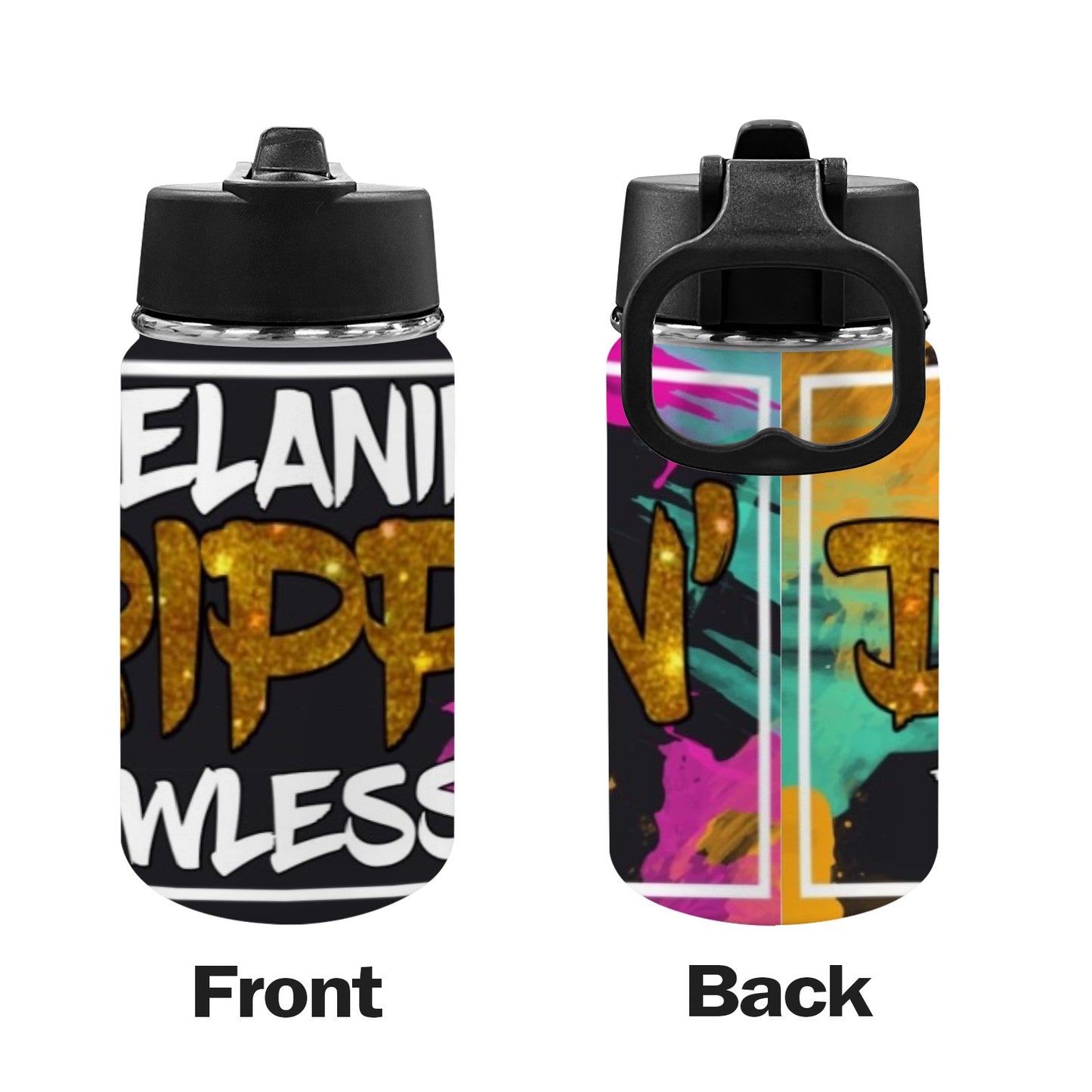 Melanin DRIPPIN Flawlessly Kids Water Bottle with Straw Lid (12 oz)