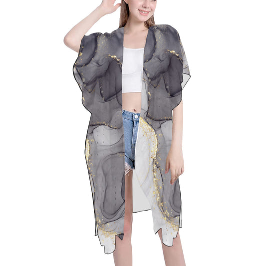 Grey Marble Chiffon Cover Up