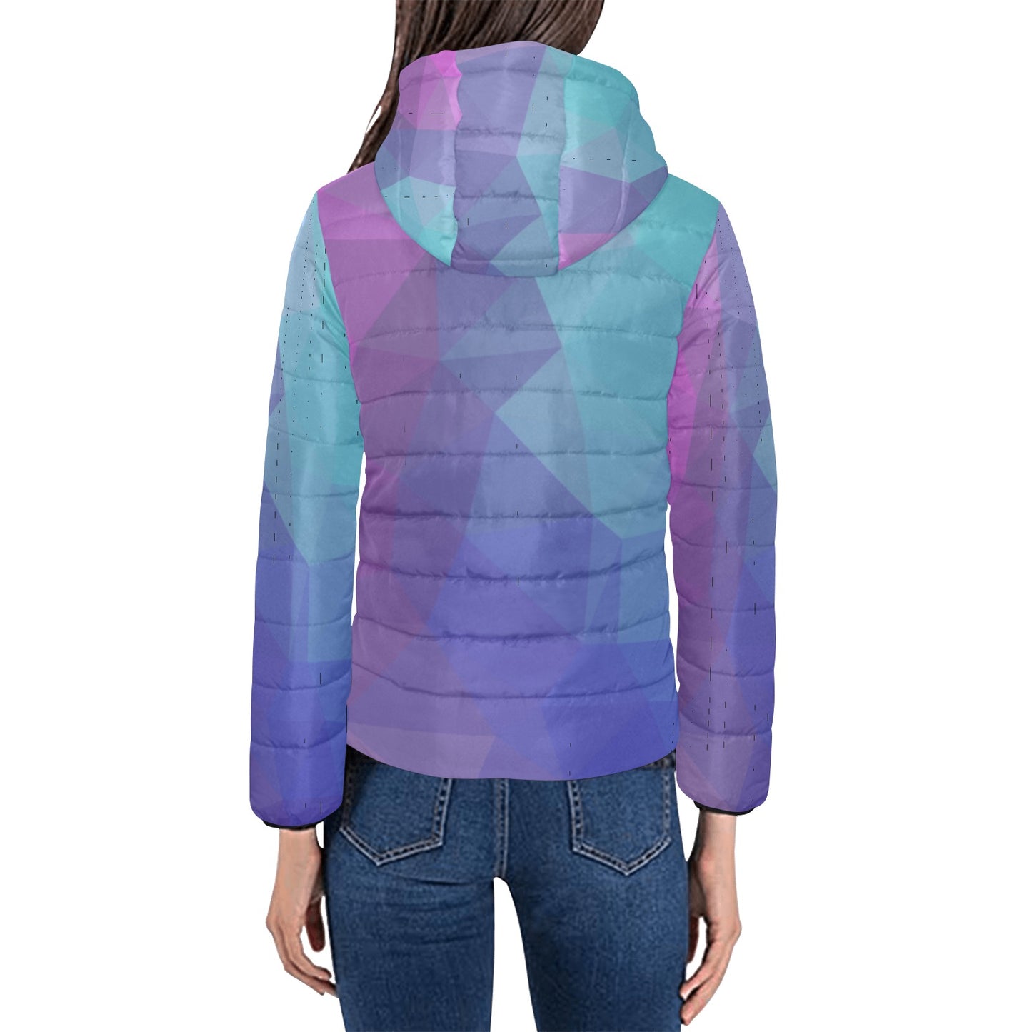 Blue Purple Women's Padded Hooded Jacket