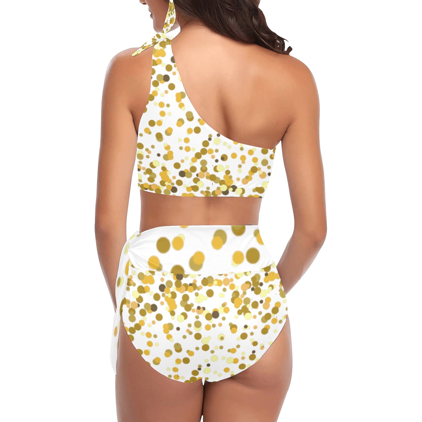 Gold Confetti One Shoulder Bikini Set