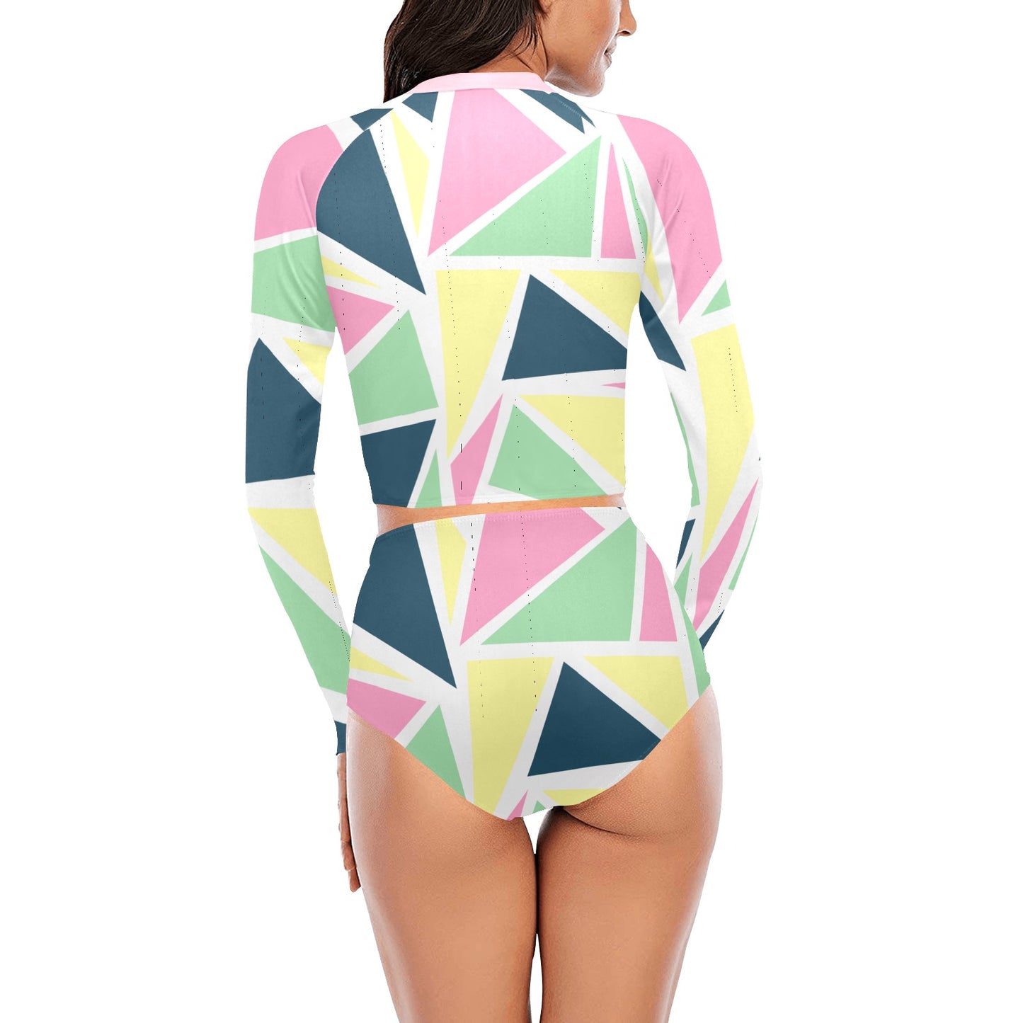 Colored Angles Long Sleeve Bikini Set