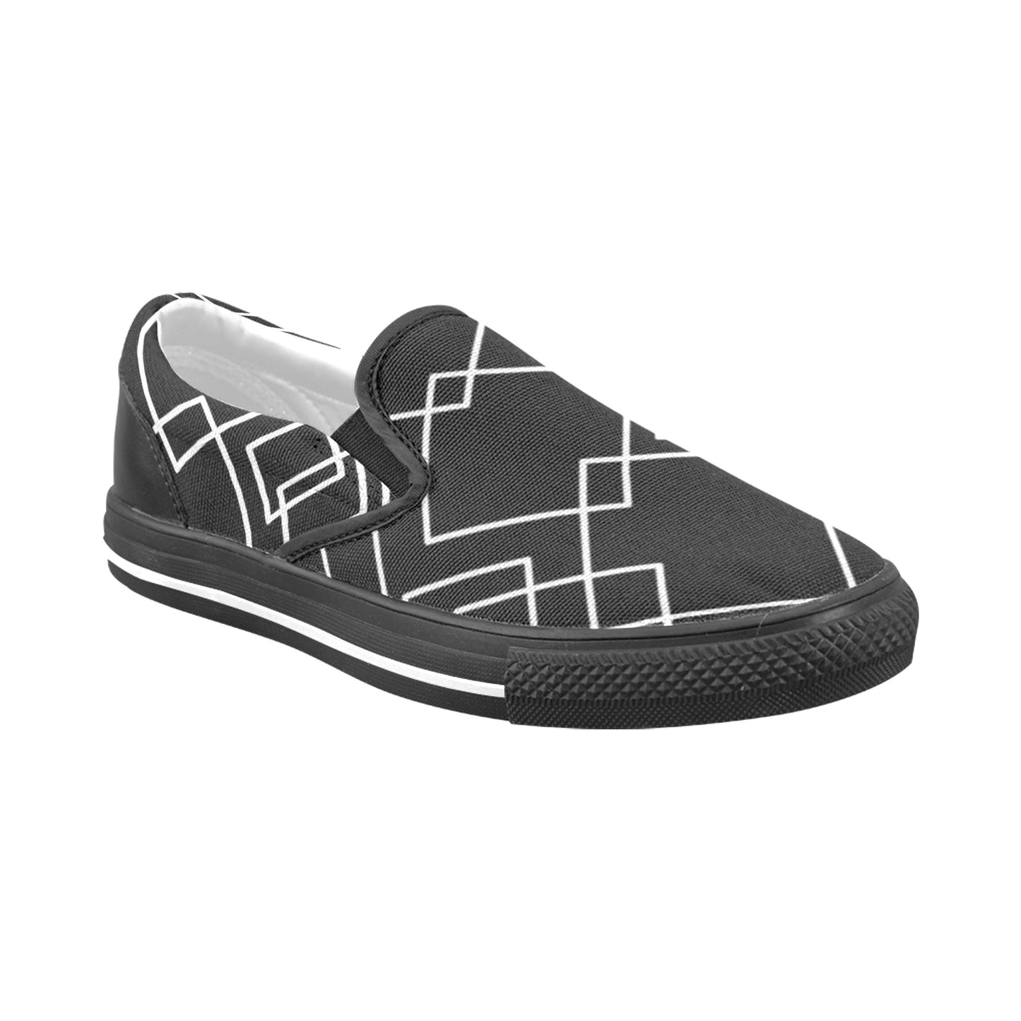 Black Squared Men's Slip-on Shoes