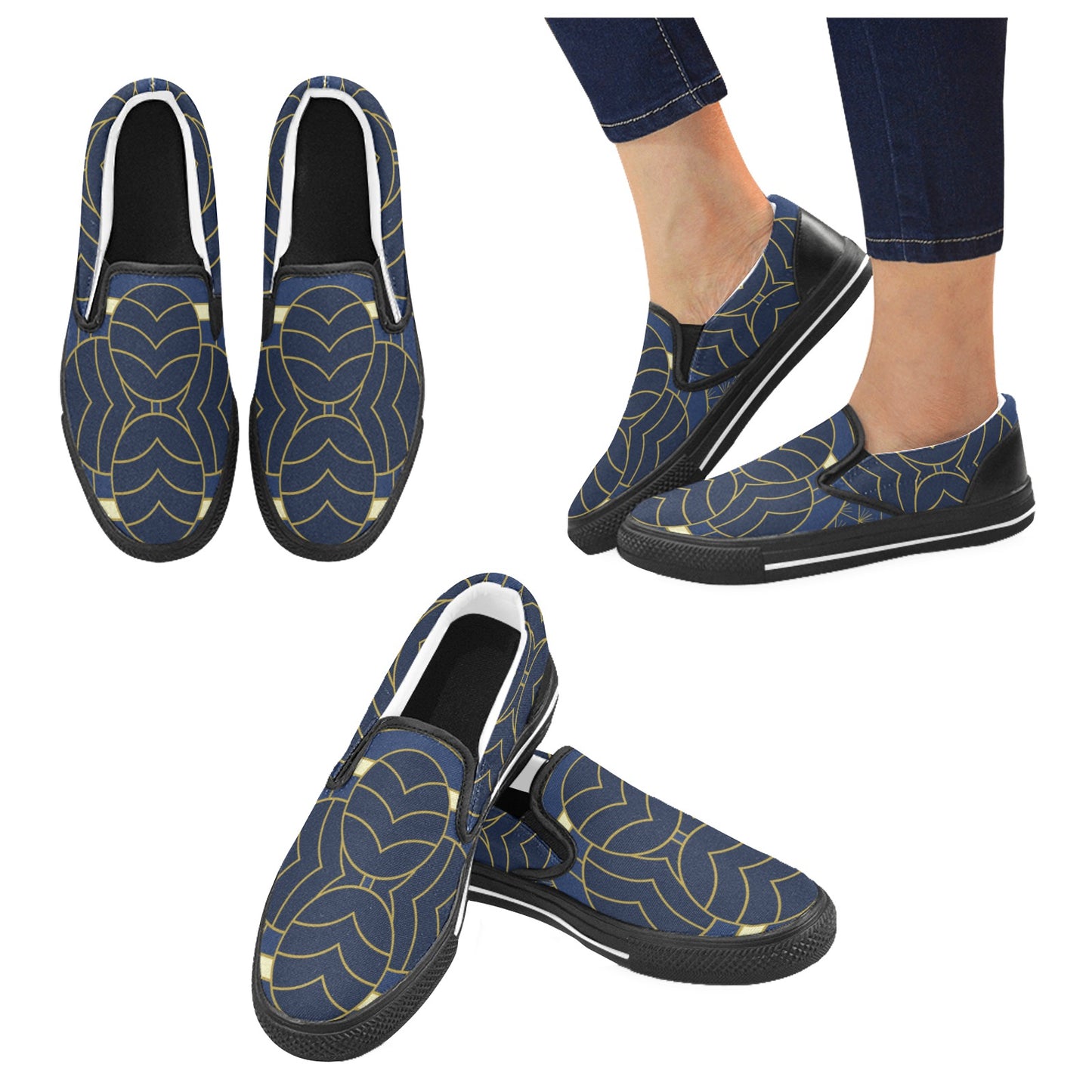 Navy Cut Men's Slip-on Shoes