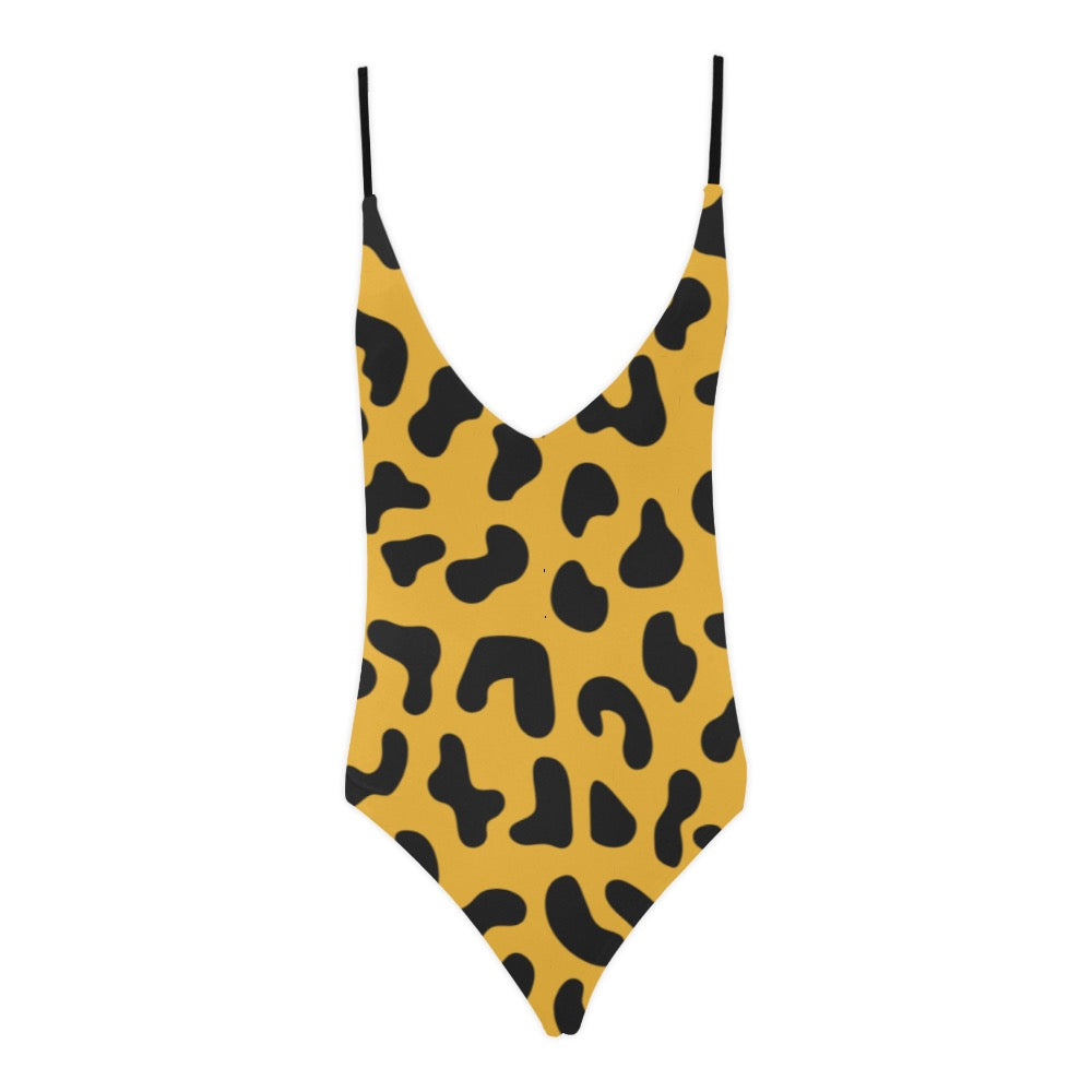 Cheetah Sexy Lace Backless One-Piece Swimsuit