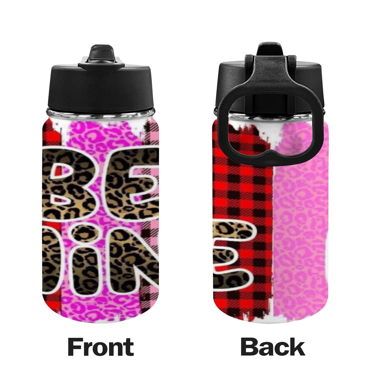 Be Mine Valentines Kids Water Bottle with Straw Lid (12 oz)