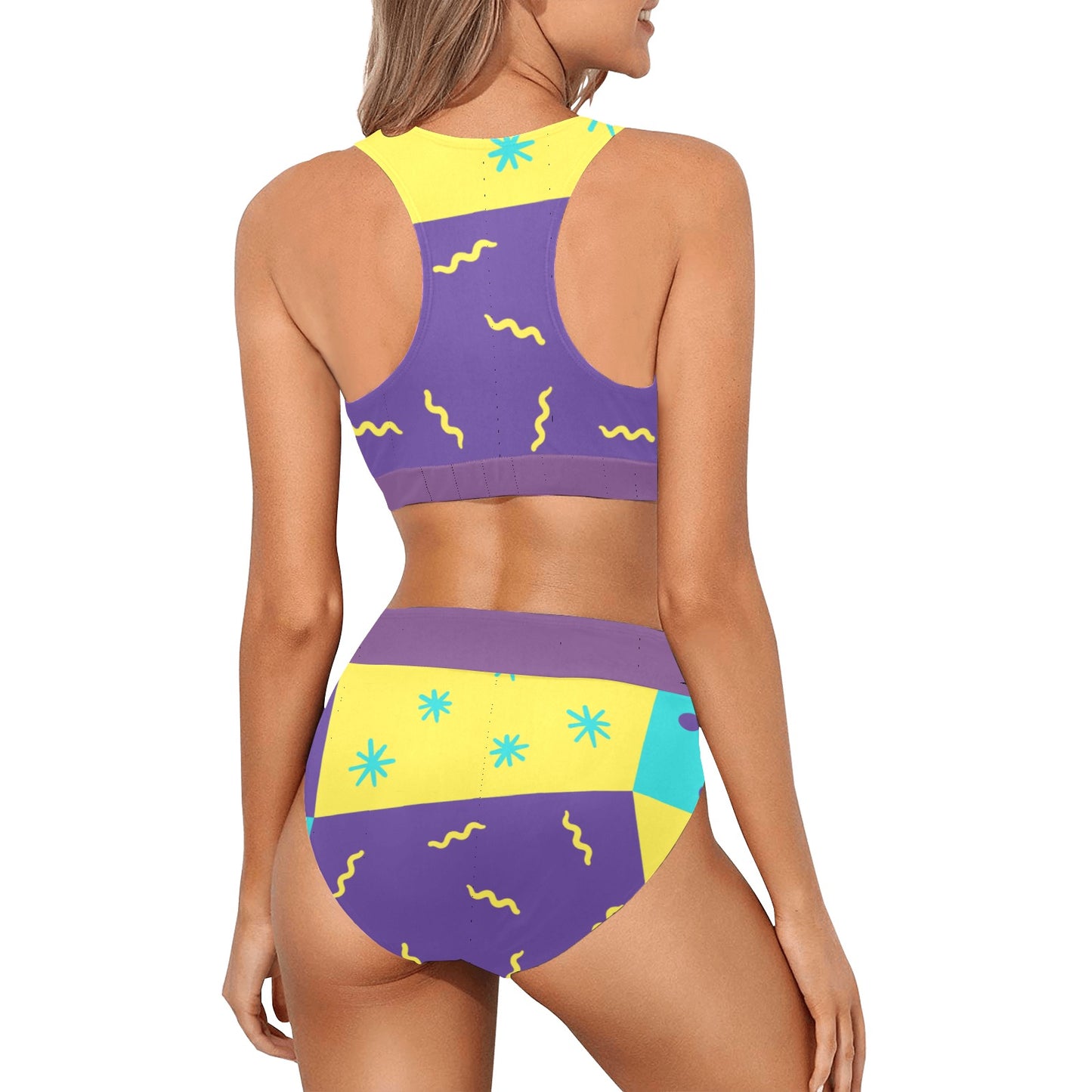 Purple Party Crop Bikini Swimsuit