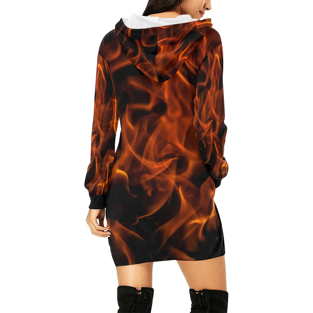 Firey Fire Hoodie Mini Dress