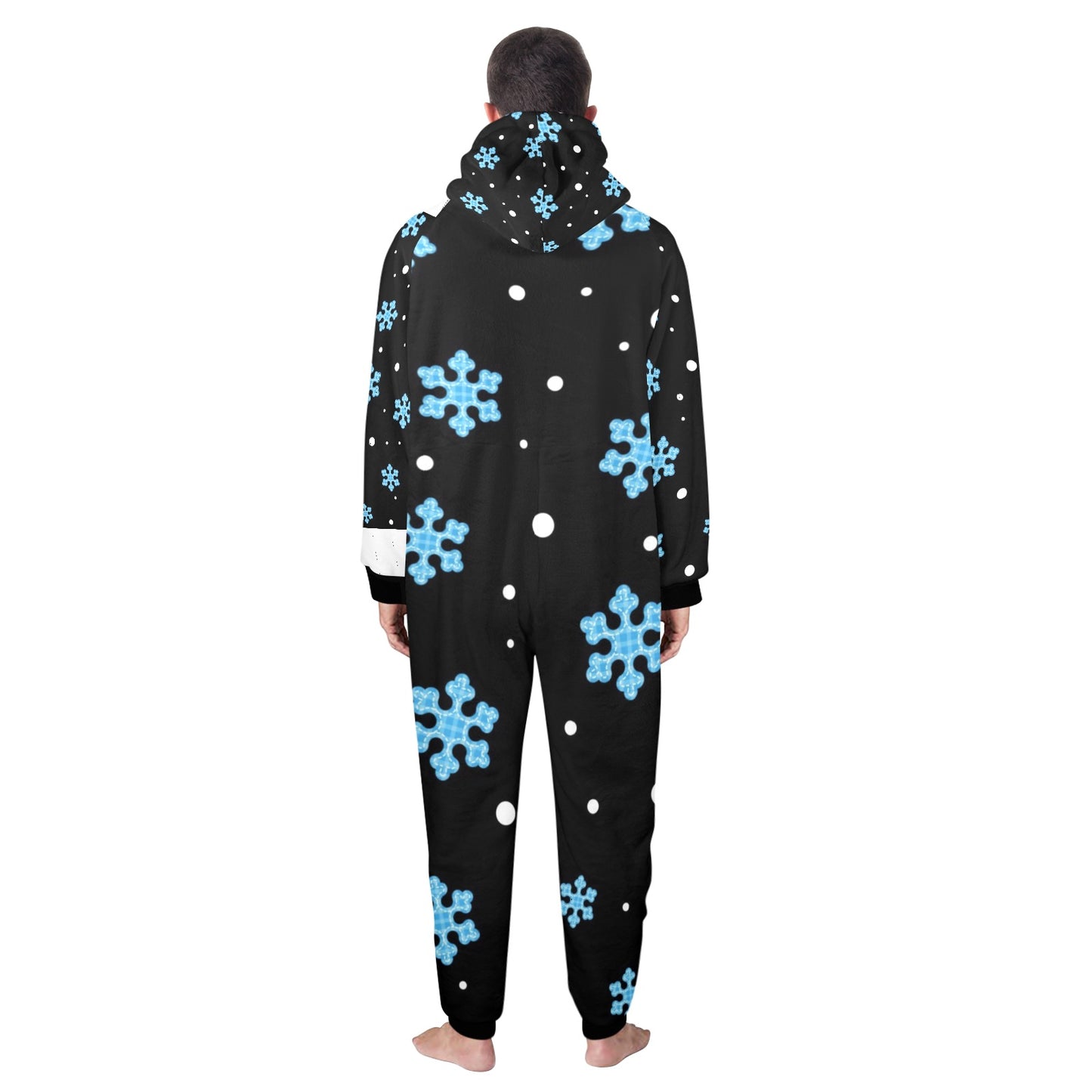 Night Snow Christmas Unisex One-Piece Zip Up Hooded Pajamas