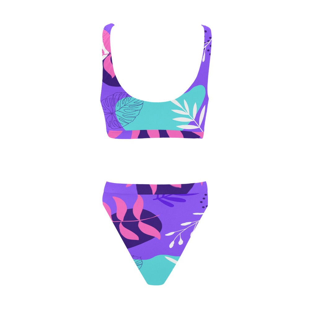 Purple Palms Sport Bikini Swimsuit