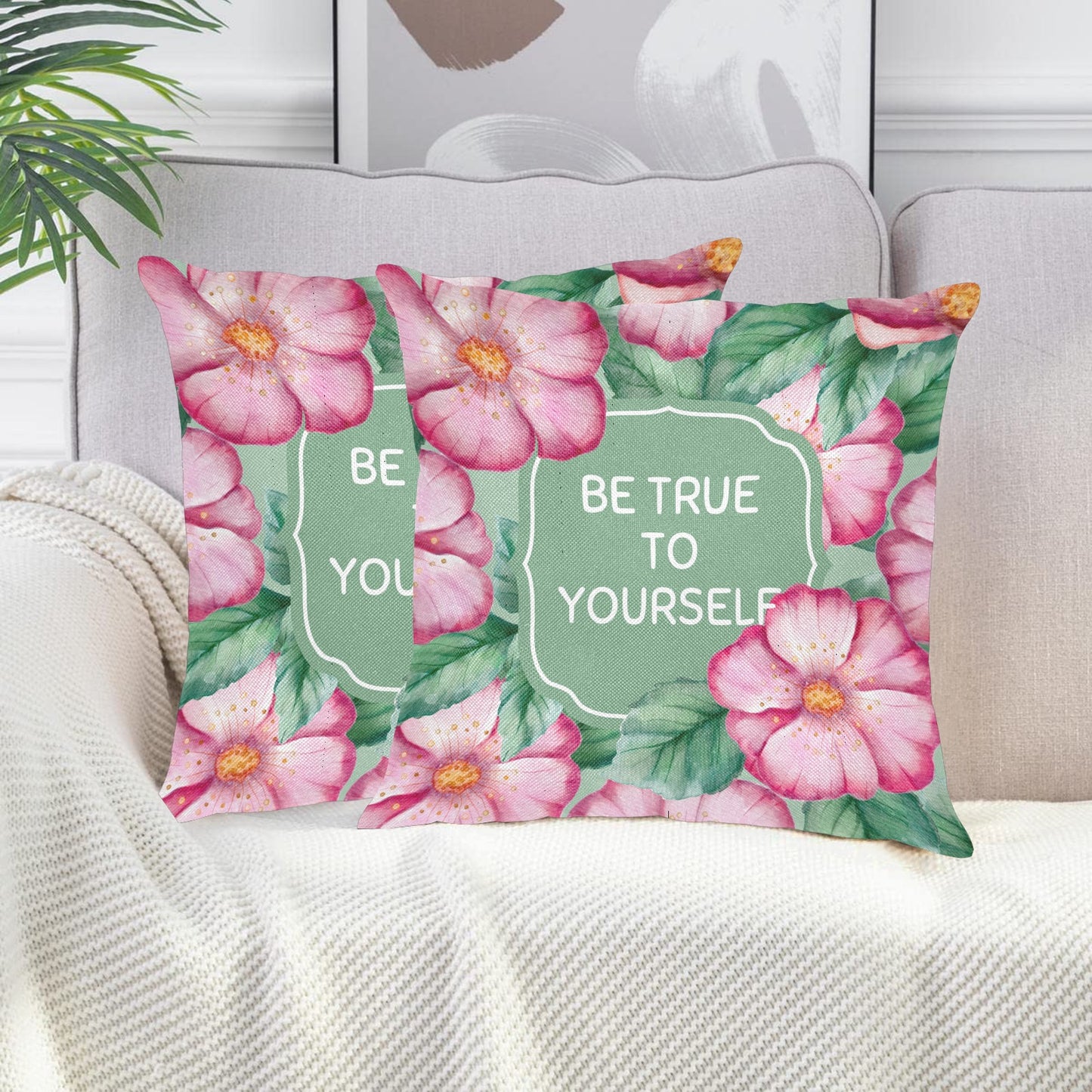 Be True To Yourself Linen Zippered Pillowcase 18"x18"(Pack of 2)