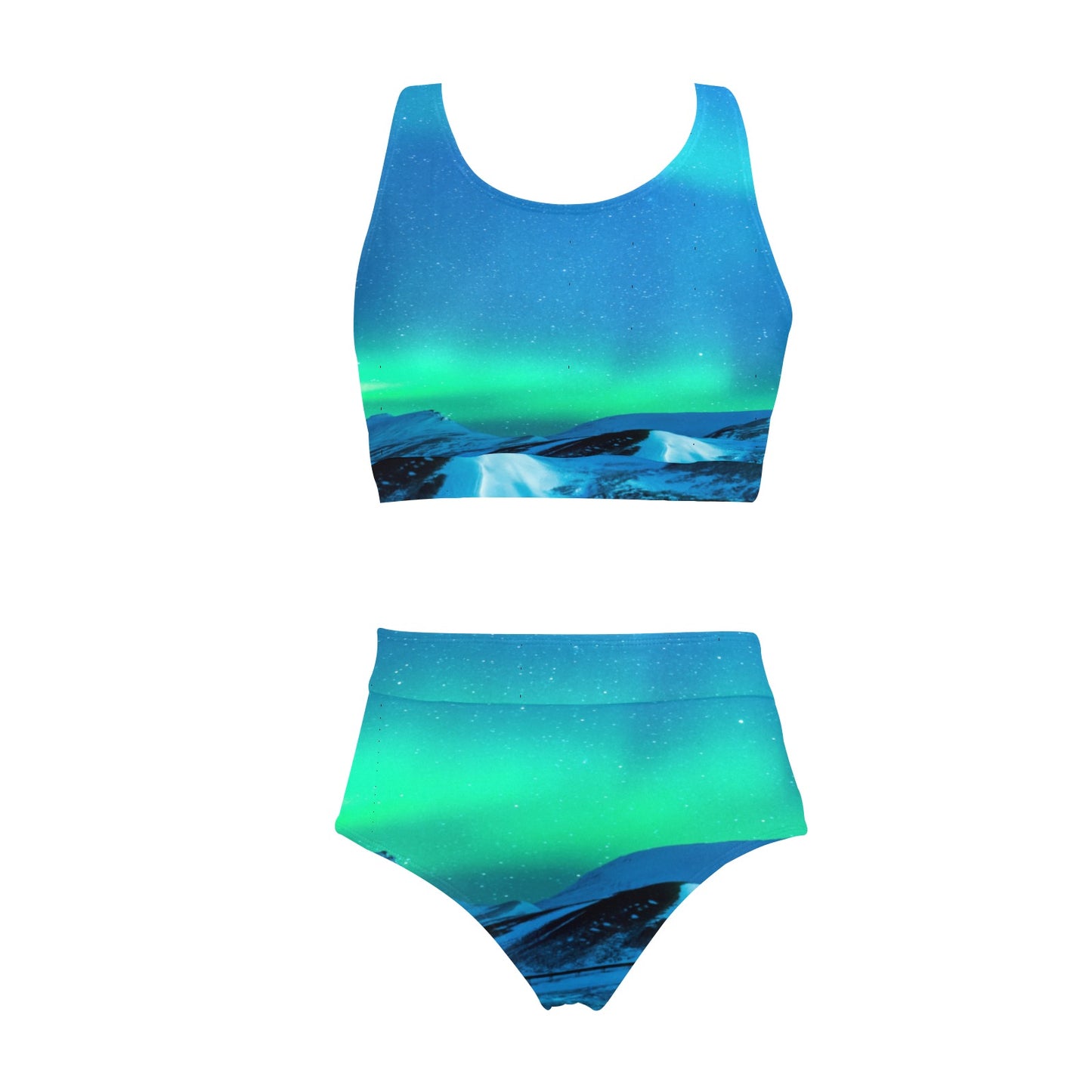 Blue Eclipse Crop Top Bikini Set