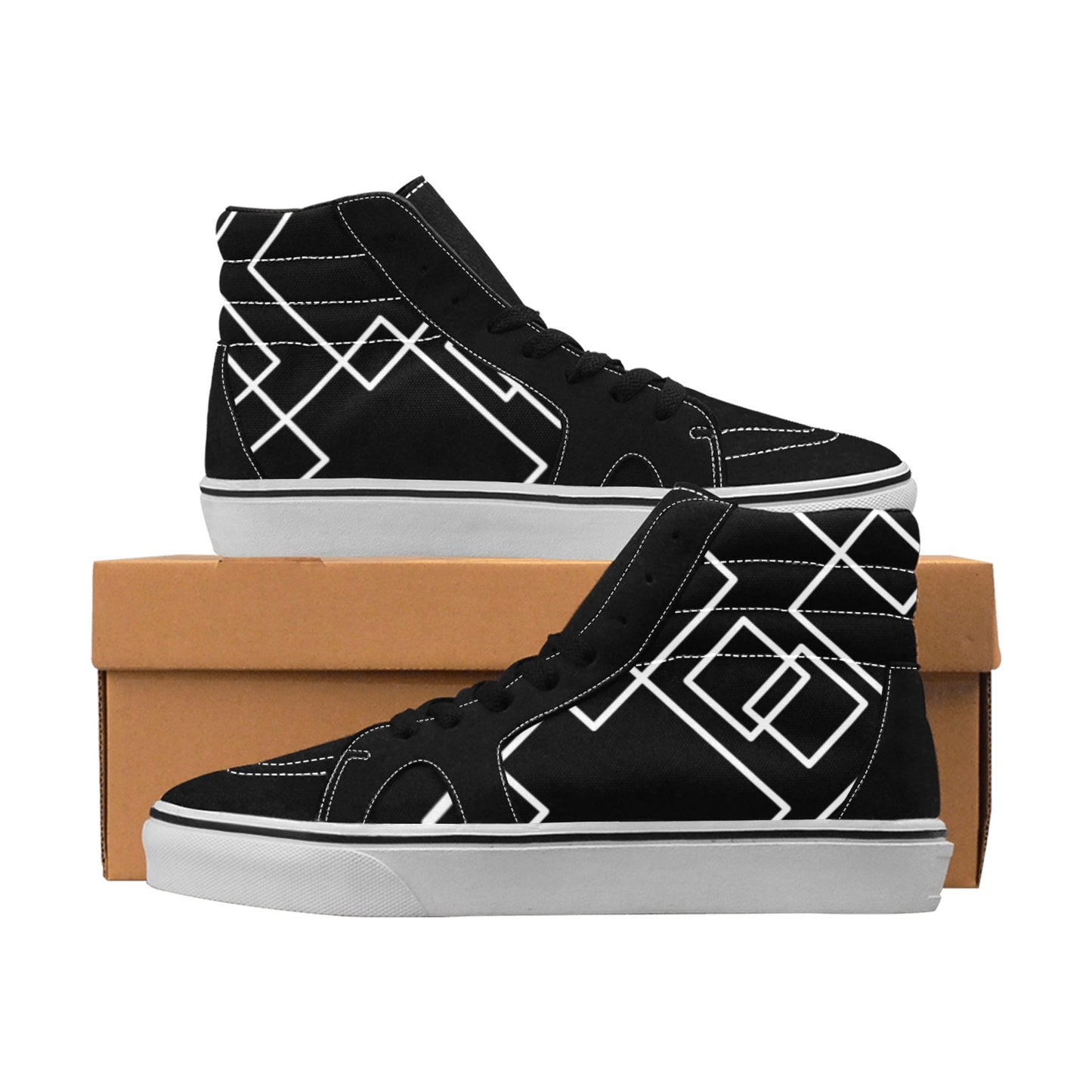 Black Squared Men's High Top Shoes