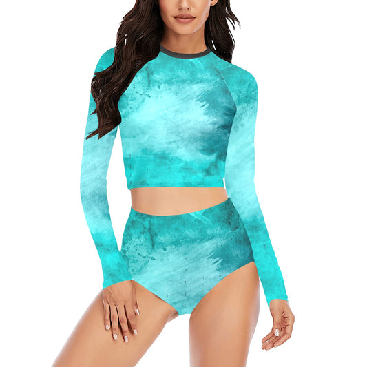 Blue Lagoon Long Sleeve Bikini Set