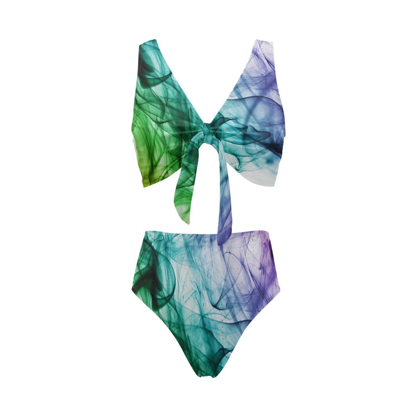 Color Whirl Chest Bow Tie Bikini Swimsuit