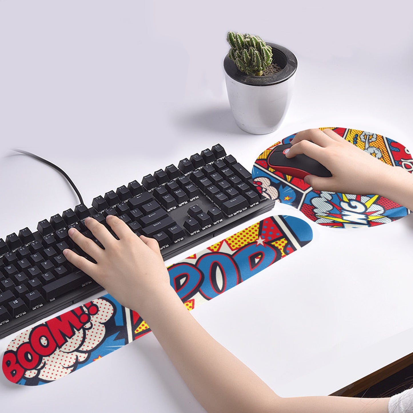 Superhero Keyboard Mouse Pad Set with Wrist Rest Support