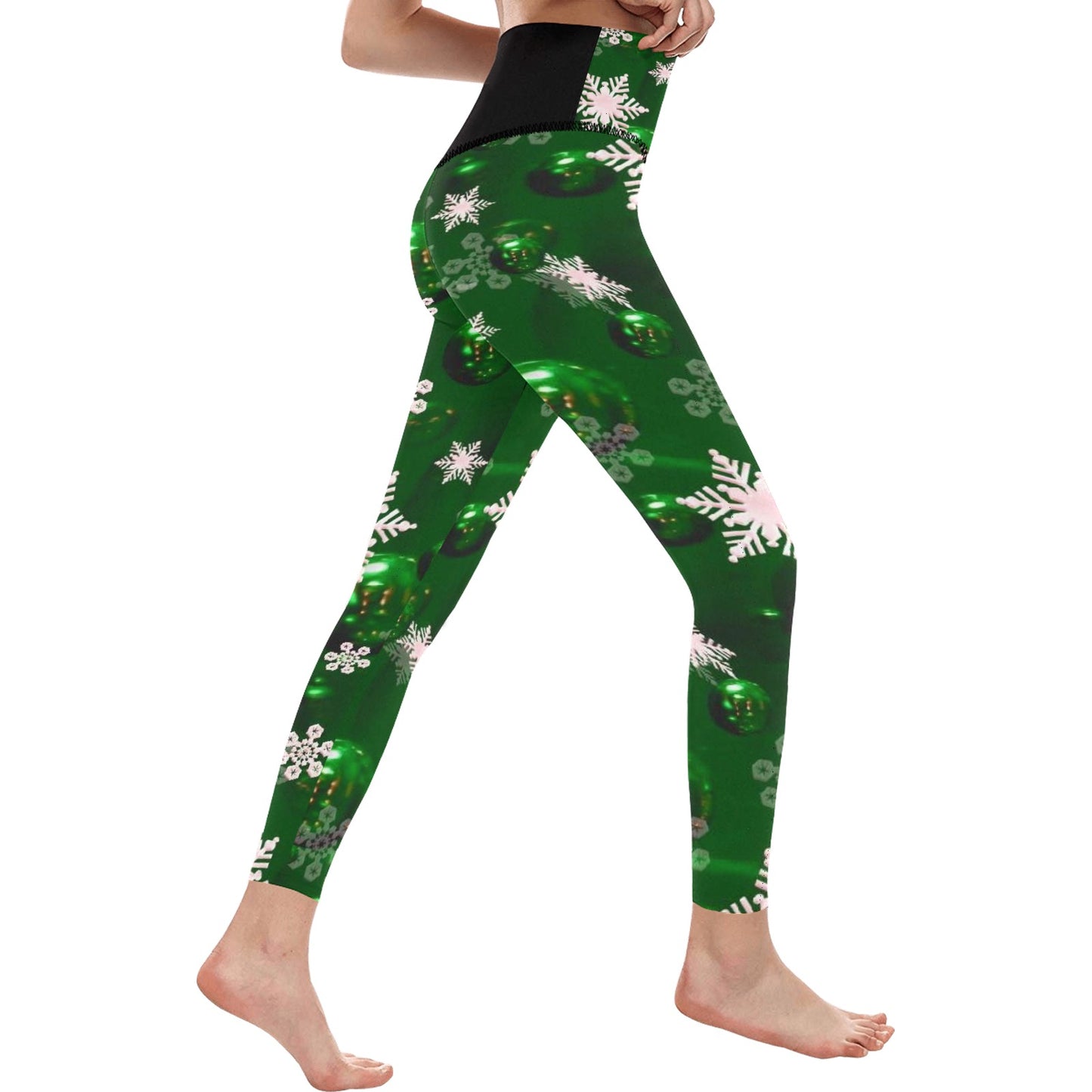 Green Christmas Women's High-Waisted Leggings