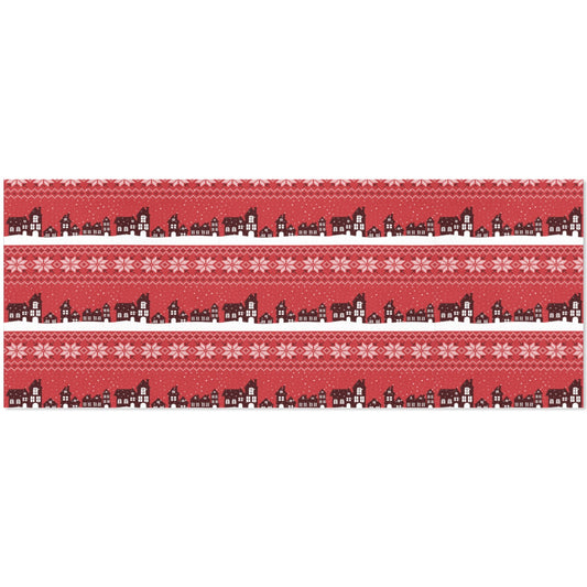 Red Building Christmas Gift Wrapping Paper 58"x 23" (3 Rolls)