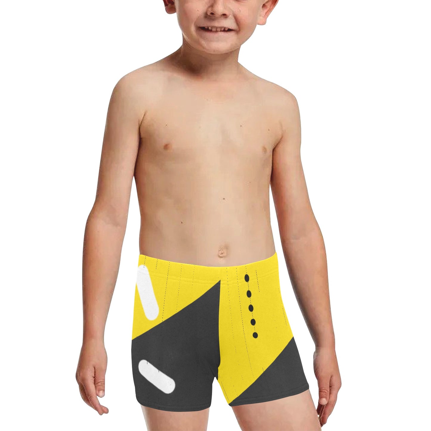 Black & Yellow Little Boys' Swimming Trunks