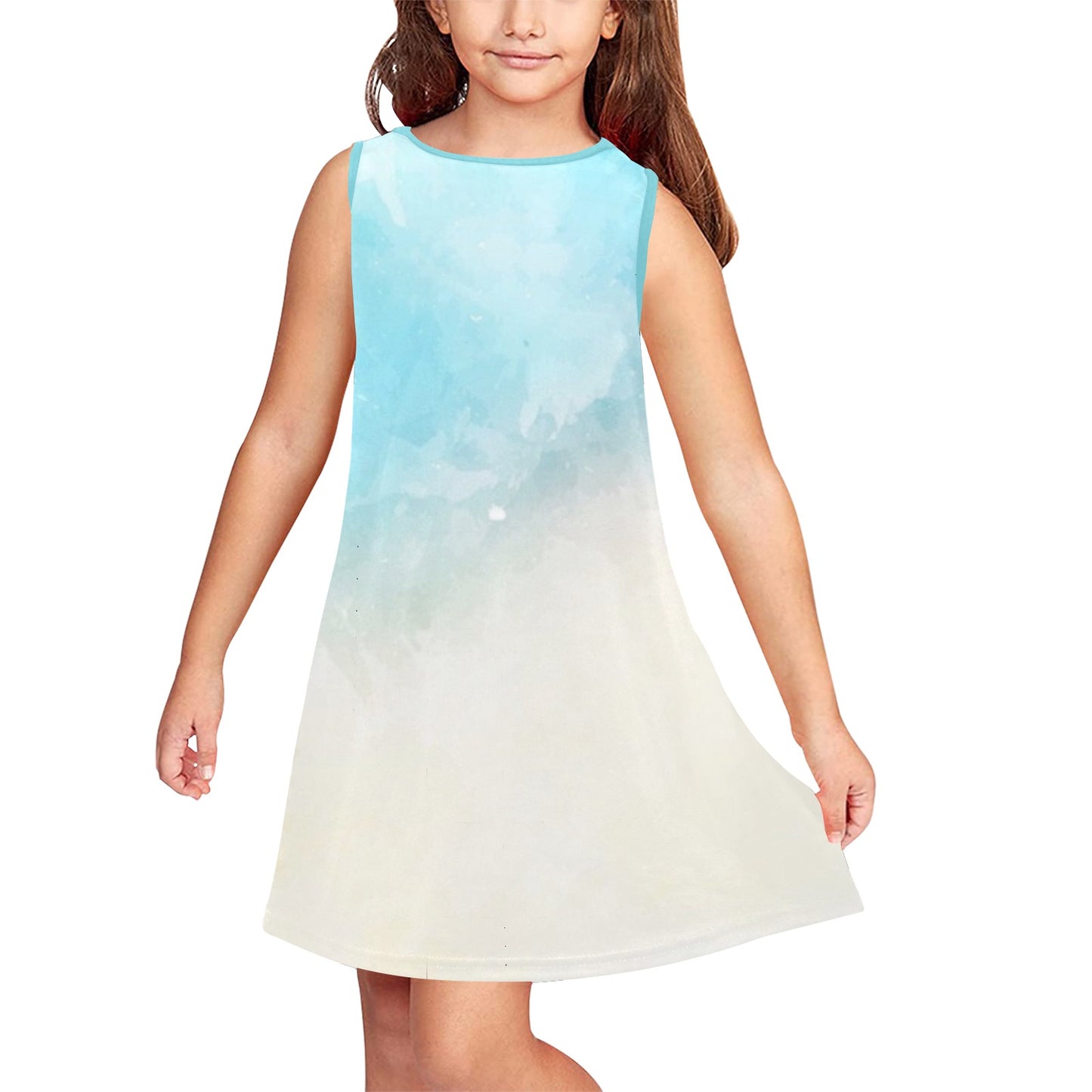 Bluish Girls' Sleeveless Dress