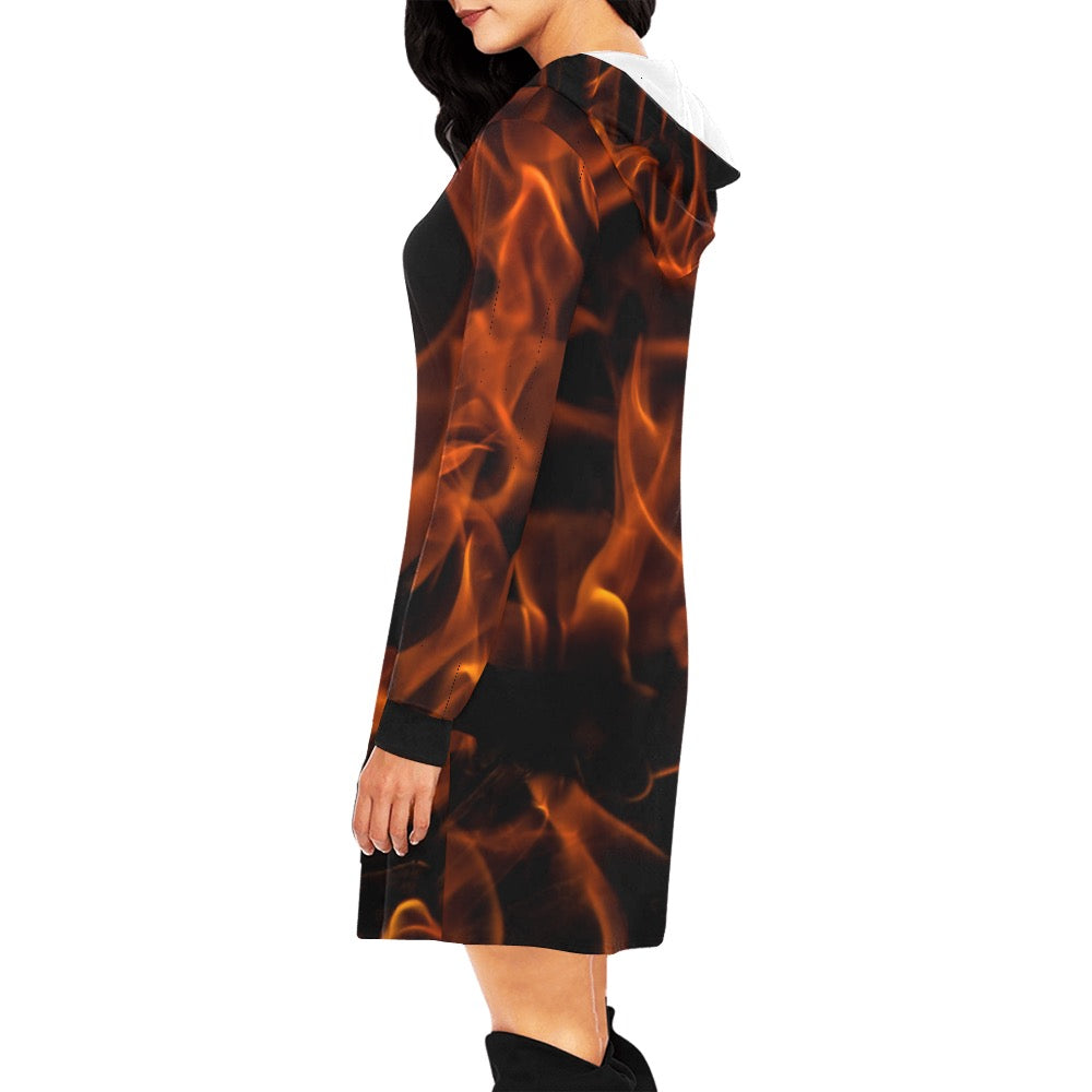 Firey Fire Hoodie Mini Dress