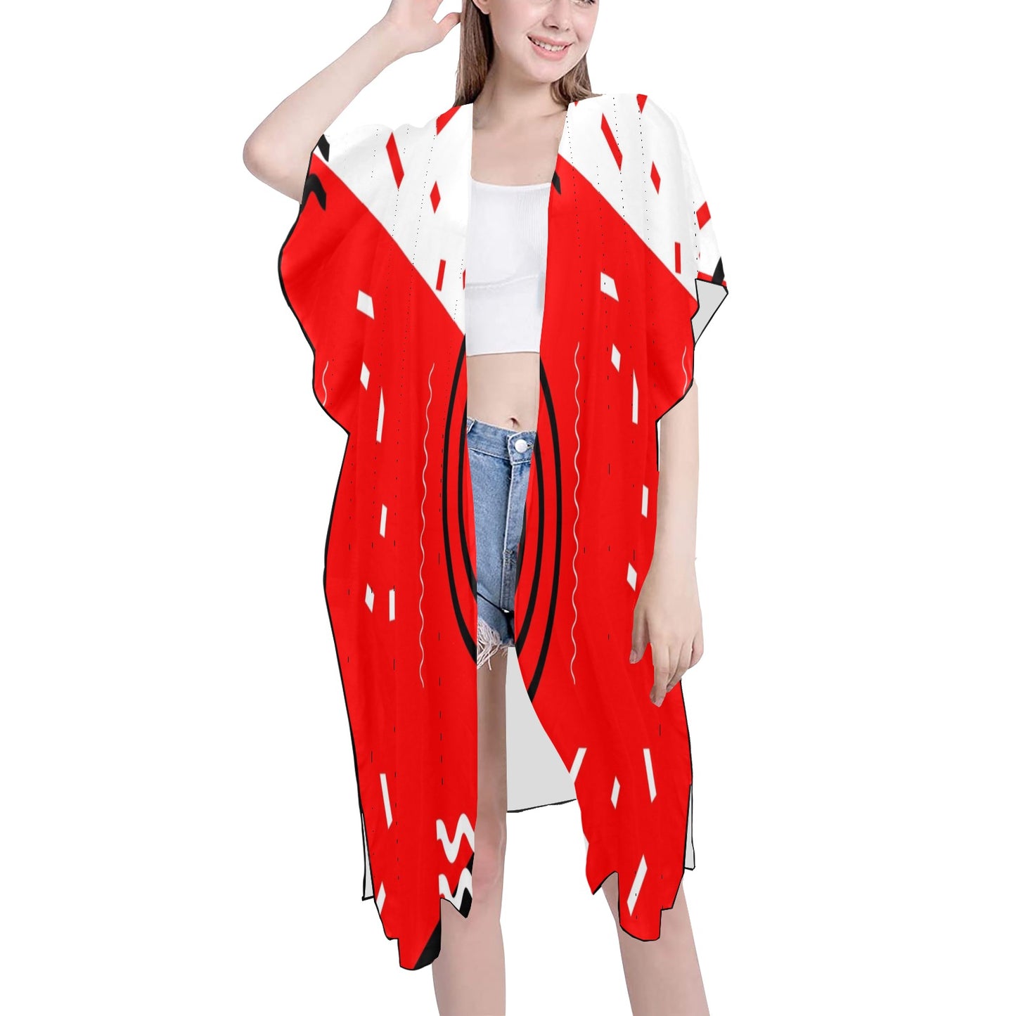 Red Does It Good Chiffon Cover Up