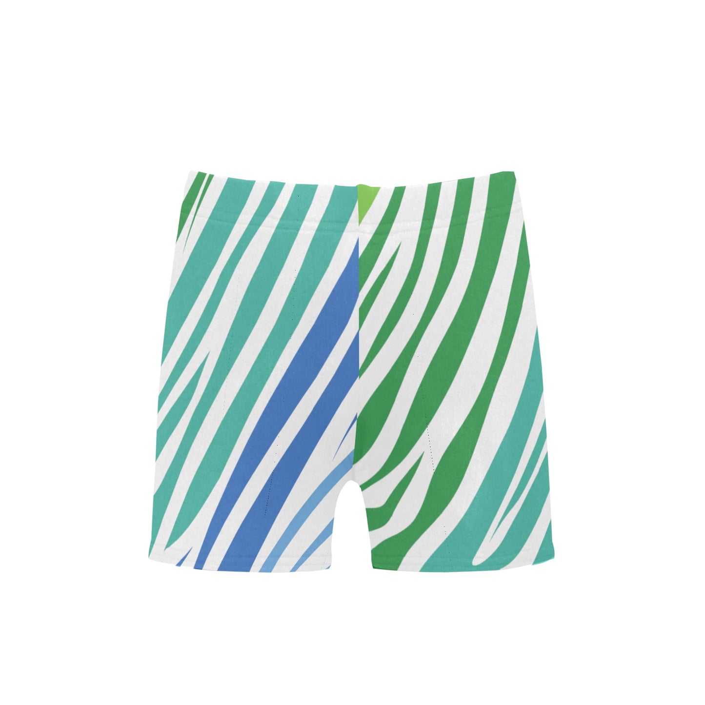 White Teal Zebra Little Boys' Swimming Trunks