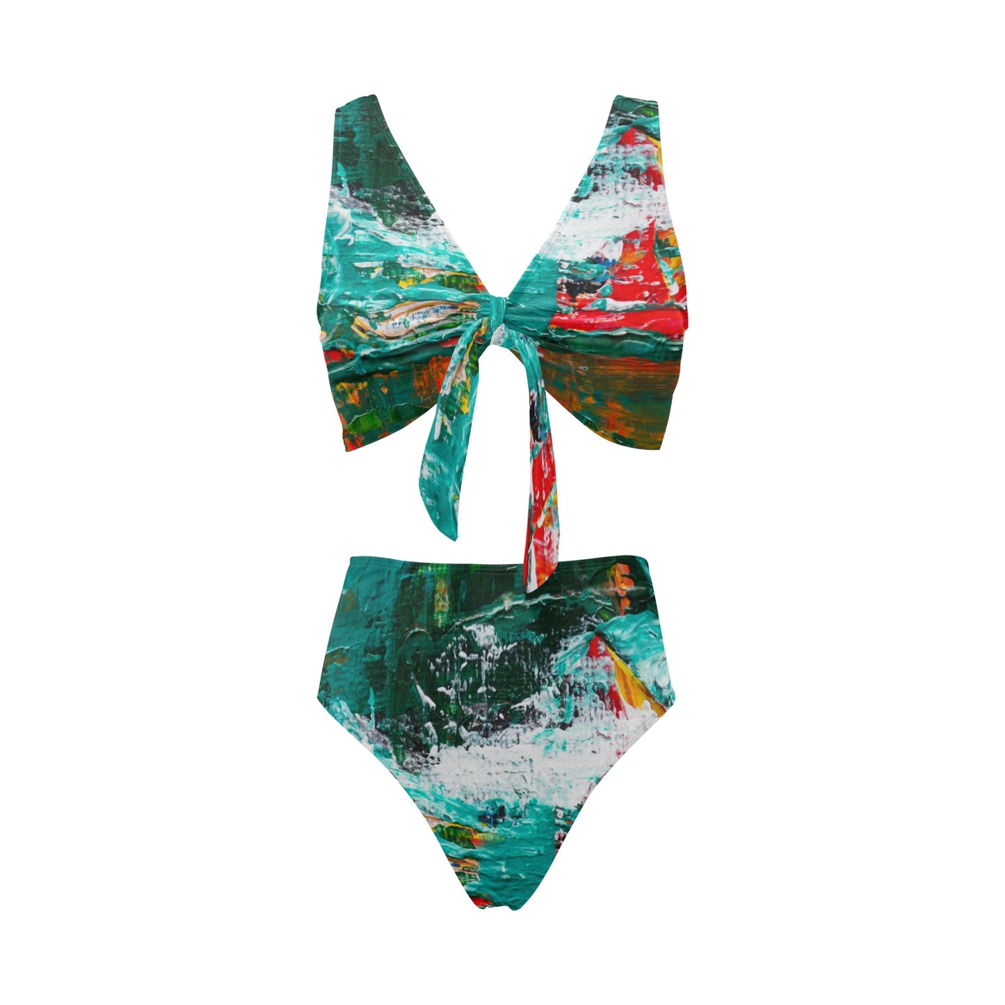 Painting Chest Bow Tie Bikini Swimsuit