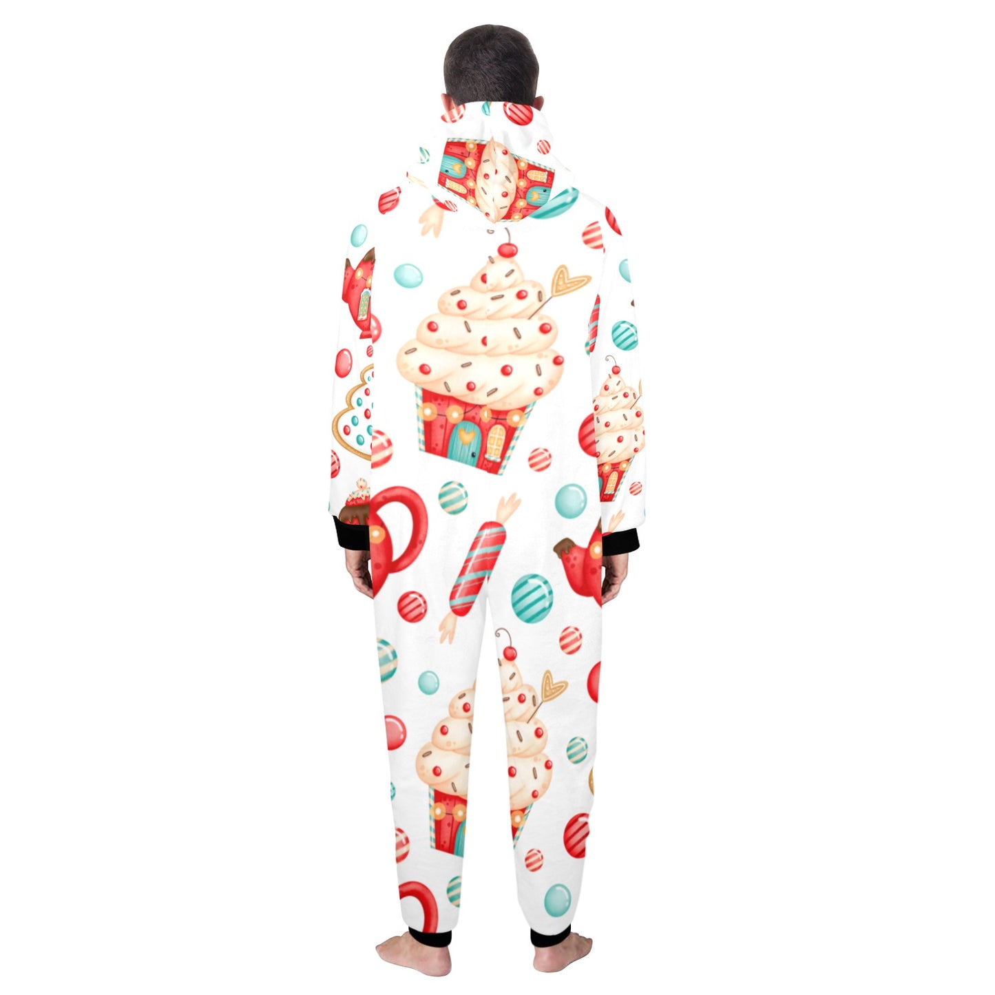 Sweets And Treats Christmas Unisex One-Piece Zip Up Hooded Pajamas