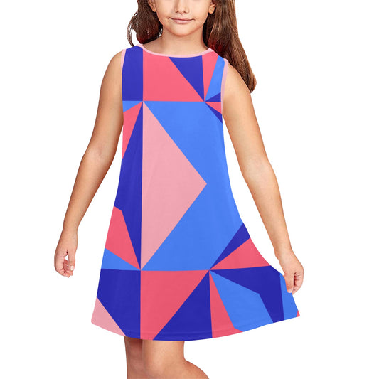 Color Abstract Girls' Sleeveless Dress