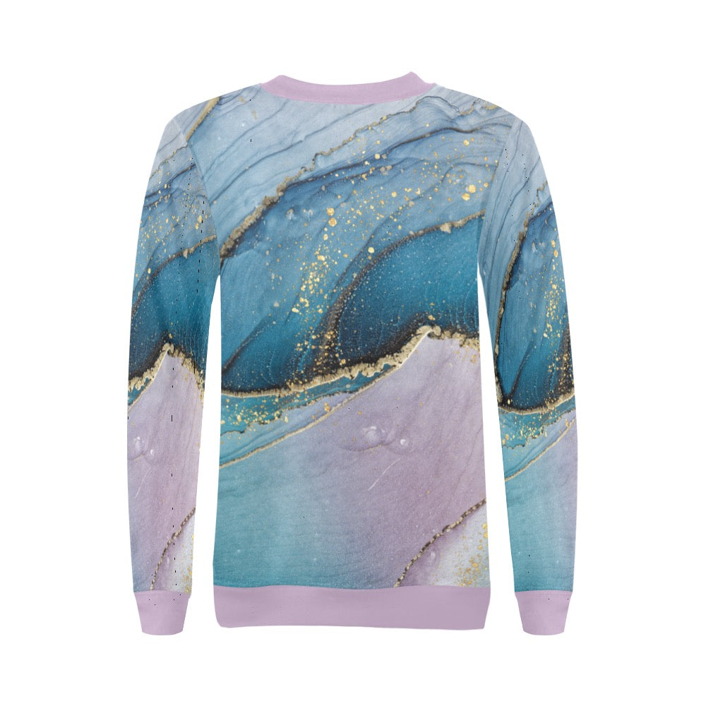 Blue Marble Crewneck Sweatshirt for Women