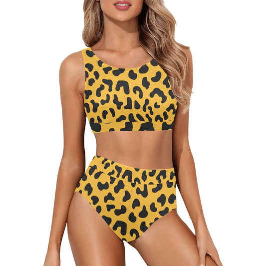 Cheetah Crop Top Bikini Set