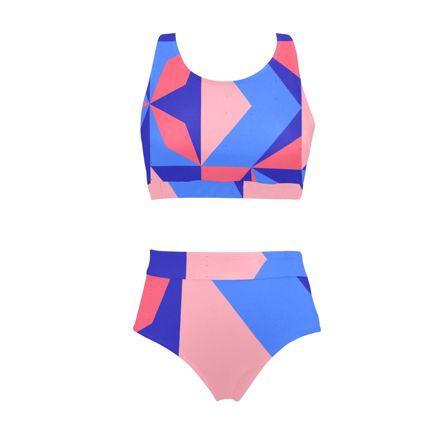 Color Abstract Crop Top Bikini Set