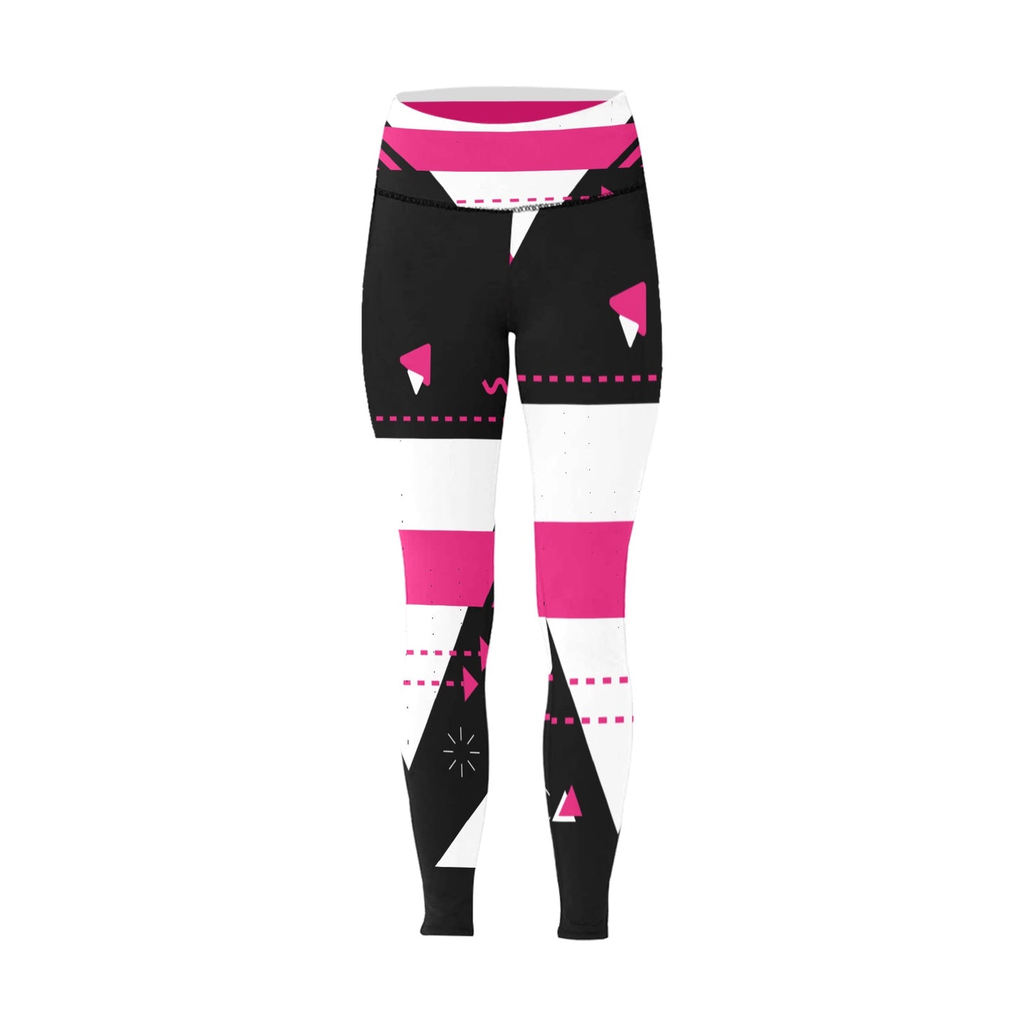Pink and Black Women's High-Waisted Leggings