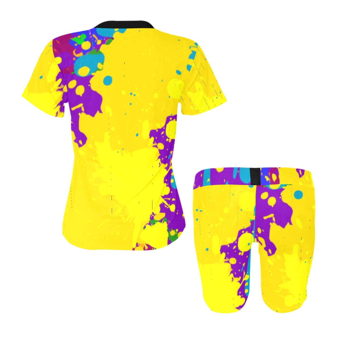 Yellow Splatter Women's Short Yoga Set